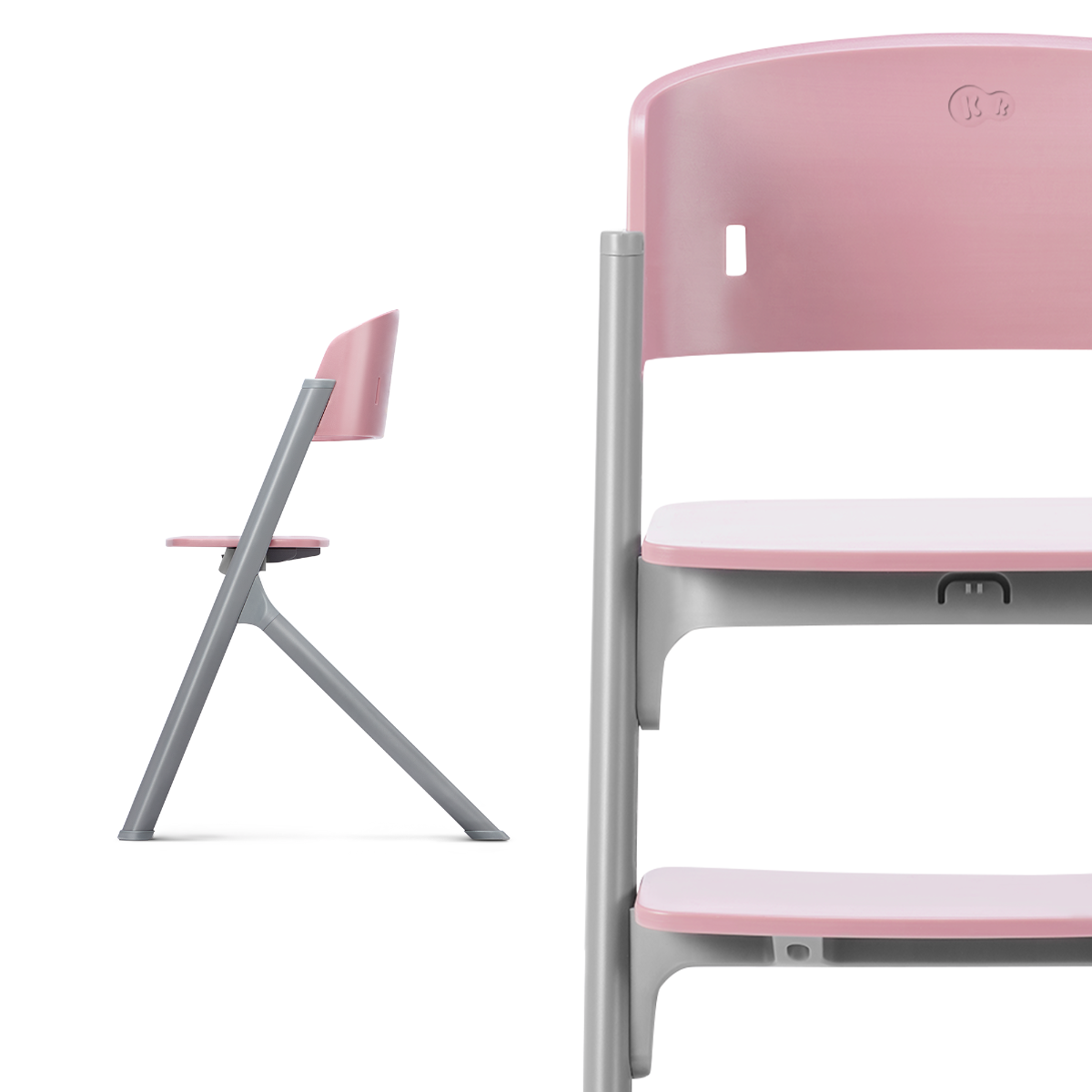 Chaise haute LIVY avec plateau rose