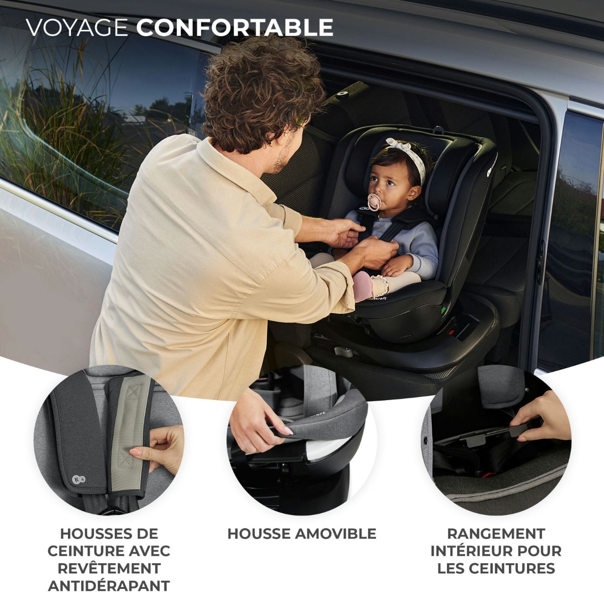 Housses de siège de voiture avec ceinture de sécurité intégrée